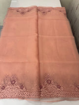 Cutwork Glass organza saree with Blouse MOS453 PeachyPink