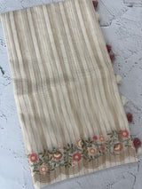 Mul chanderi saree with embriodery & zari lines MSH272