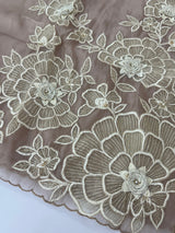 Georgette - Organza saree with applique work MS16057 Pastel DustyMauve