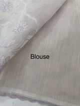 Khadi supernet saree with net applique borders MSH208 Lilac