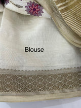 Blended tussar silk saree with embroidery- MSH490