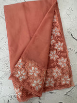 Soft organza saree with sequins cutwork borders- MCW541 - Peach