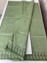Semi tussar saree with cutwork MSHK566 - DustyGreen