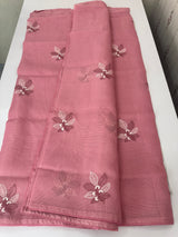 Kota checks saree with embroidery - MS7679 PeachPink