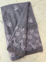 Glass tissue organza saree with embroidery MSF121 GreyishBlue(2)