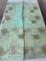 Semi organza saree with thread work - MSH910 PastelAquaBlue