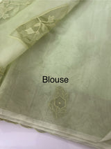 Viscose Organza saree with applique work-MSH101 PistaGreen