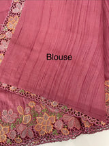 Blended tussar saree with cutwork border- MSHK695 DarkOnionPink