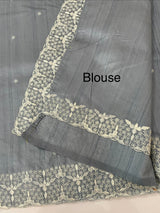 Semi tussar saree with embroidery MST122 BluishGrey