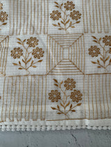 Kota checks saree with embroidery - MS7906 White to Gold