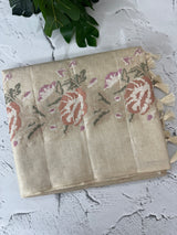 Blended tussar saree with embriodery - MS8665 Cream
