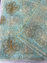 Semi organza saree with thread work - MSH910 PastelAquaBlue