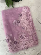 Cutwork Glass organza saree with Blouse MOS453 Lavender
