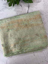 Premium Crush Organza saree with thread work- MCW863 PastelMintGreen