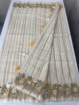 Mul chanderi saree with embriodery & zari lines MSH272