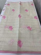 Mul chanderi saree with embriodery & zari lines MSH254