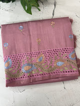 Cutwork Raw silk saree MSH228 DustyOnion