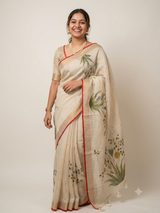 Tissue linen saree with blouse MS14462(2)