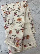 Silky kota saree with cross stitch embroidery MS9832 OffWhite