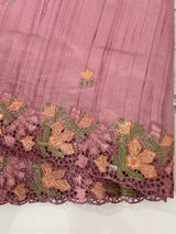 Blended tussar saree with cutwork border- MSHK695