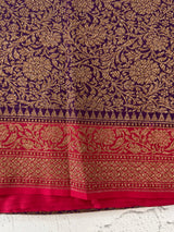 Banarasi semi katan saree with contrast border MKS455 Purple to Red