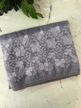 Glass tissue organza saree with embroidery MSF121 GreyishBlue(2)