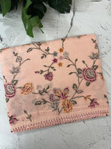 Silky kota saree with cross stitch embroidery MS9832 PastelPeach