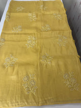 Soft Crush Organza Applique work saree with tissue applique work MS14978 ButterYellow