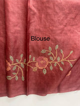 Pure desi tussar silk saree with embroidery- MTSS659 Maroon
