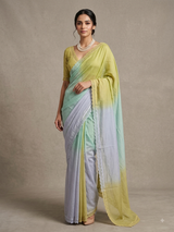 Rainbow Mul chanderi saree with lace borders- MSF9054