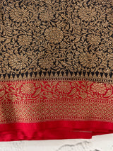 Banarasi semi katan saree with contrast border MKS455 Black to Red