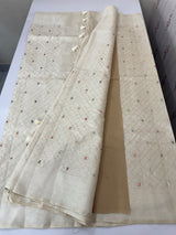 Blended tussar saree with embriodery - MS8665 Cream