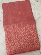 Soft kota checks saree with embroidery - MS7695 PeachPink