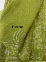 Glass organza saree with thread work- MOS351 Mehendi Green