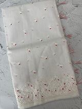 Kota Moonga checks saree with embriodery MSH279 (1)- White to Red