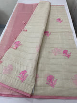 Mul chanderi saree with embriodery & zari lines MSH254