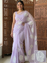 Soft Kota Chanderi saree with applique work MSH223 Lavender