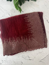 Soft Velvet Organza saree with embroidery borders - MOS4377 Maroon