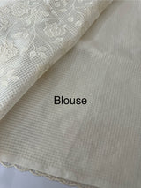 Moonga Kota checks saree with applique work MMC457 Ivory