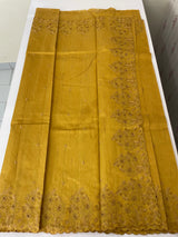Crushed Matka Blended Tussar silk saree with embroidery MS4890 - Mustard