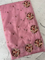 Glass tissue organza saree with embroidery MSF130