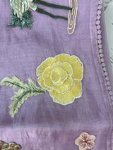 Tissue organza saree with thread pollen work MS15242