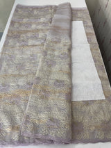 Premium Crush Organza saree with thread work- MCW863 Lilac