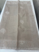 Mul chanderi saree with applique borders MSH111(2) NudeBrown