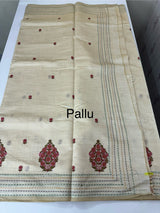 Blended semi tussar silk saree with embroidery MSJ677(4)- Cream