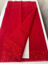 Premium Moonga Kota checks saree with embriodery borders MSH122 - Red