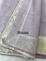 Mul chanderi cotton saree with organza applique borders MSH212 - Lavender