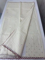 Mul Chanderi saree with foil work & scalloped borders - MNM303 Maroon