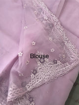 Cutwork Glass organza saree with Blouse MOS453 Lavender