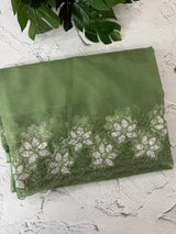 Soft organza saree with sequins cutwork borders- MCW541 - Green